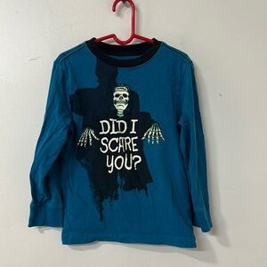 Gymboree Blue and Black Long Sleeve Tee with Skeleton Design